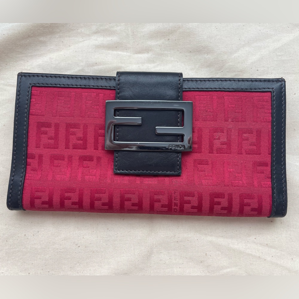 Fendi Monogram wallet in red canvas